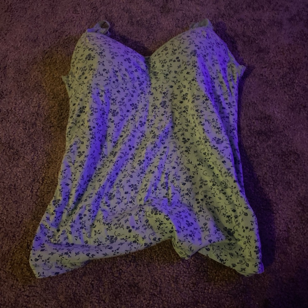 Green floral tank top